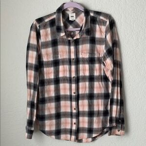Vans Pink Black Checkered Flannel Women’s Shirt Long Sleeve Pockets  Size L